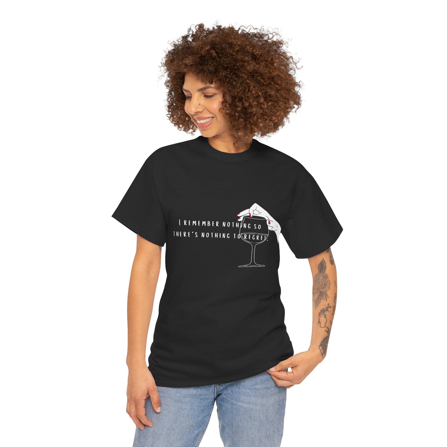 Unisex Heavy Cotton Tee - "I Remember Nothing So There's Nothing to Regret"