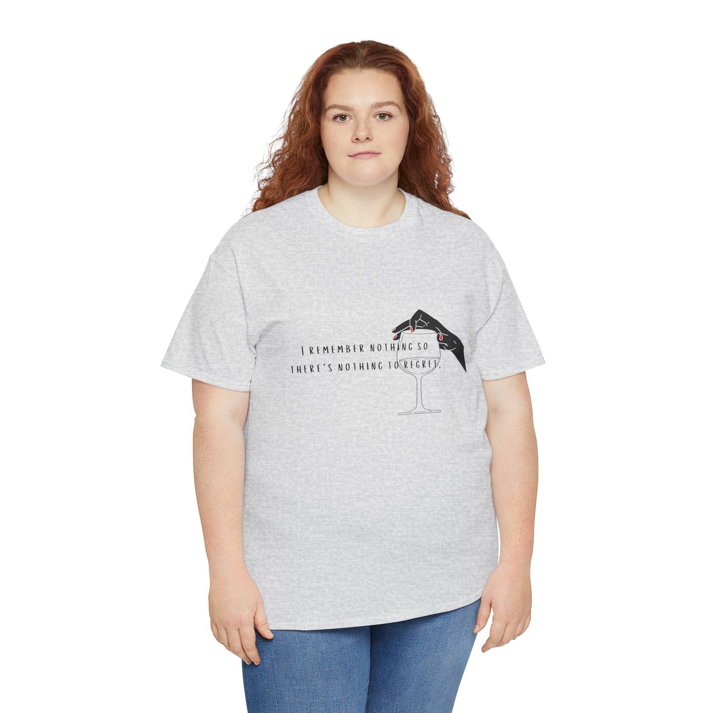 Unisex Heavy Cotton Tee - "I Remember Nothing So There's Nothing to Regret"