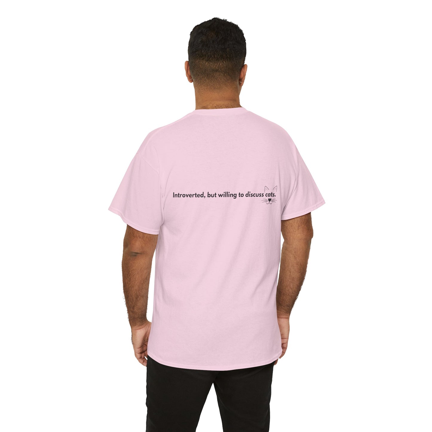 Cute Cat Lover Unisex Tee - "Meow" & "Introverted, but willing to discuss cats"