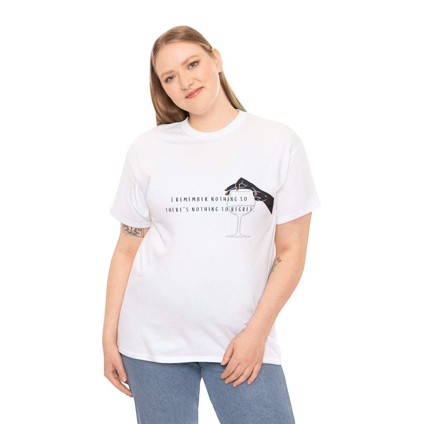 Unisex Heavy Cotton Tee - "I Remember Nothing So There's Nothing to Regret"
